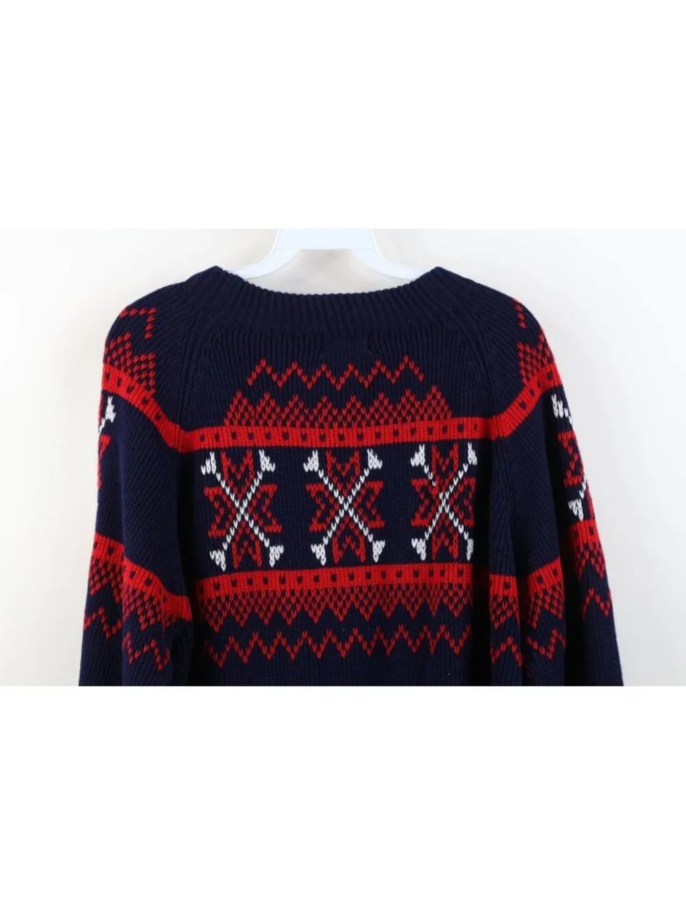 Vintage 70s Streetwear Womens Medium Fair Isle Snowflake Ribbed Knit Sweater